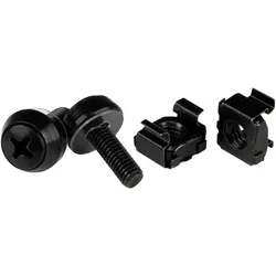 StarTech 50pc 10-32 Server Rack Cage Nuts and Screws w/Washers - Network/IT Rack Mount Ha, Serverschrank Zubehör, Schwarz