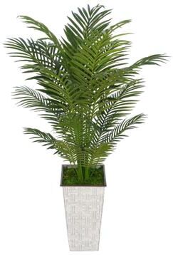 House of Silk Flowers Faux Areca Palm in Designer Metal Planter
