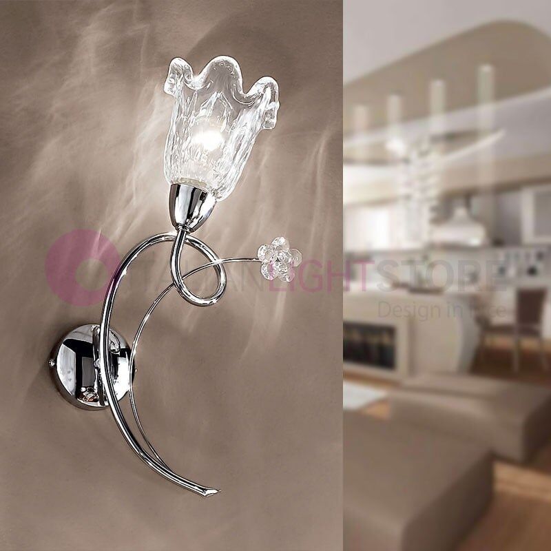 Betta Applique Lampada A Parete A 1 Luce Cromato Moderno