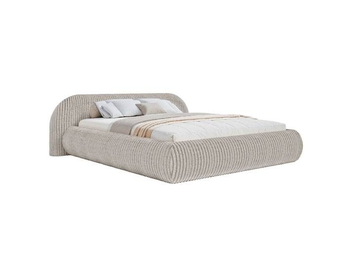 Selsey Shels Low – Lit Rembourré 180x200\, Velours Côtelé\, Gris Beige