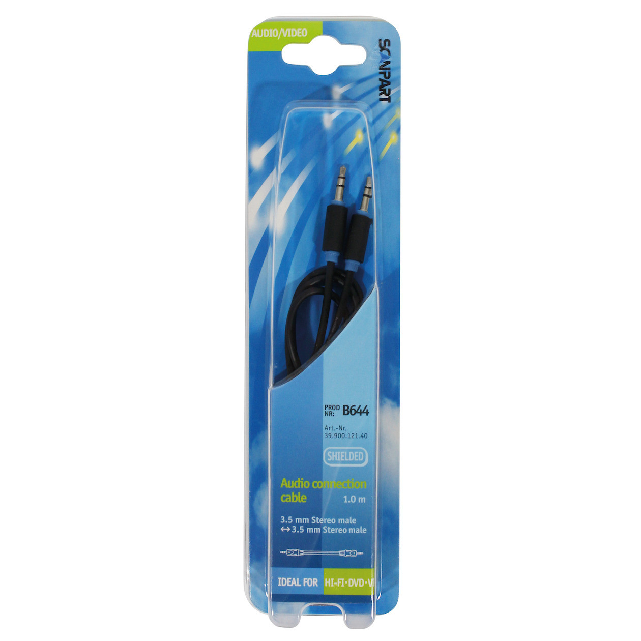 Scanpart audio kabel 3.5mm jack naar mini jack, 1,0 m, Zwart