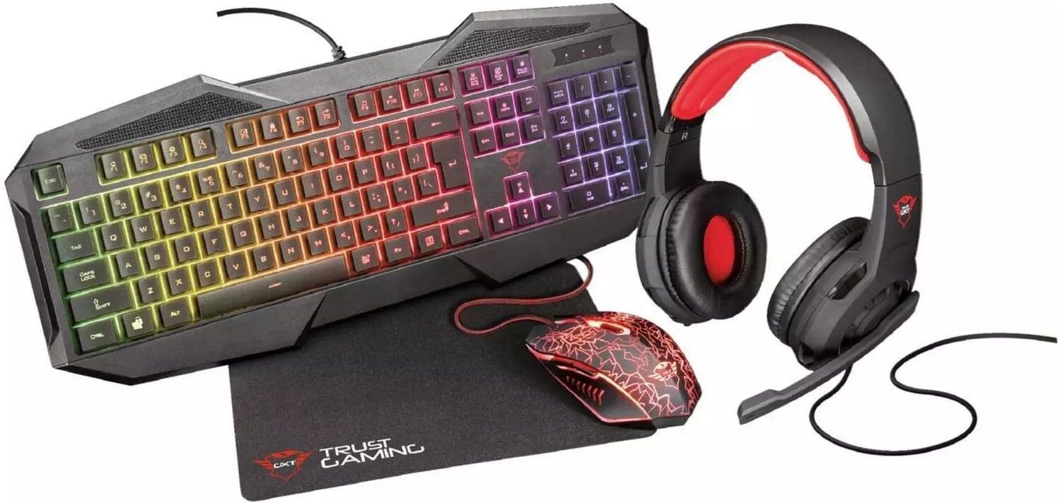 Trust GXT 788RW Keyboard Mouse Headset 4 In 1 Gaming Bundle, New