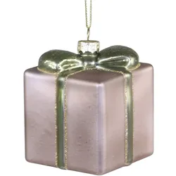Chic Antique Geschenk mit Glitzer zum Aufhängen, H8/L6/B6 cm, antique mokka