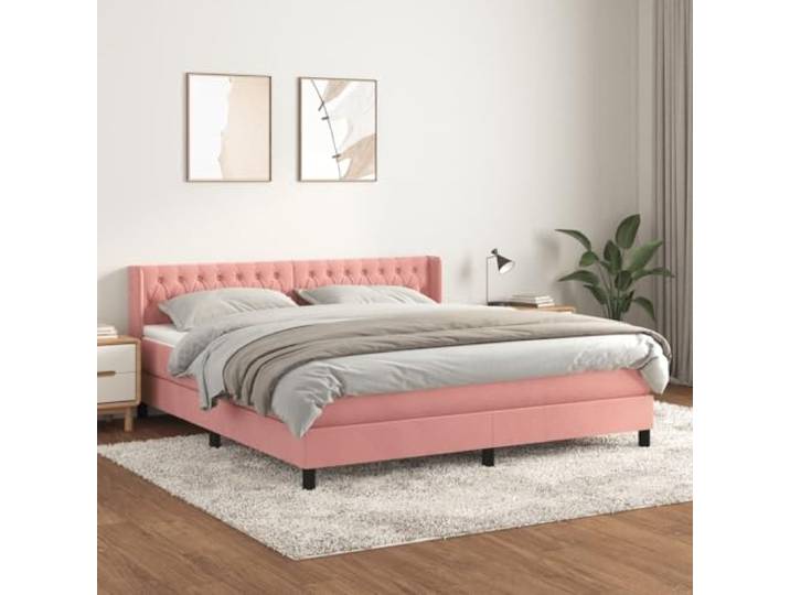 RJPLMFV Lattenrost, Matratze, Rosa, 160 x 200 cm, Velours Verstellbarer Kopf, Taschenfedern, mittlere Unterstützung, weicher Matratzenschoner
