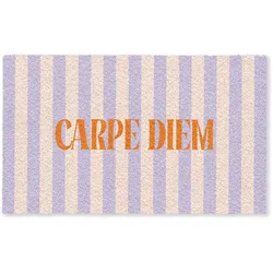 FUSSMATTE Lila – Orange – Streifen – Carpe Diem 150x90 cm