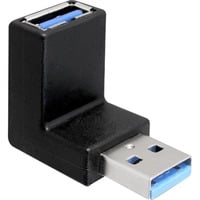 USB 3.2 Gen 1 Adapter, USB-A Stecker > USB-A Buchse 90° schwarz, nach oben / unten abgewinkelt