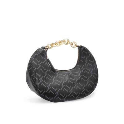 Umhängetasche LASCANA, Damen, Gr. B/H/T: 32cm x 26cm x 15cm, schwarz, Lederimitat, gemustert, Taschen Umhängetasche, Henkeltasche, Hobo Bag, Umhängetasche mit Kettendetail VEGAN