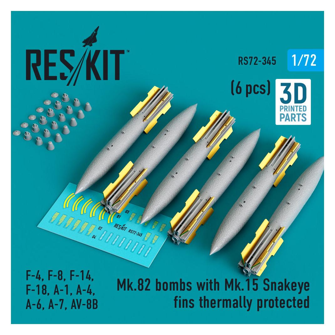 ResKit Mk.82 bombs with Mk.15 Snakeye fins thermally protected (6 pcs) (F-4, F-8, F-14 F-18, A-1, A-4, A-6 (RS72-0345)