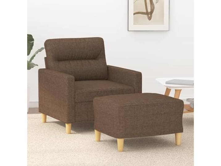 HEFZGDB Sessel mit Hocker Braun 60 cm Stoff Strapazierfähig Robustes Gestell Bequeme Sitzfläche Vielseitiger Fußhocker Modernes Design Atmungsaktiv Langlebig Stabiles Sofa Ergonomisch
