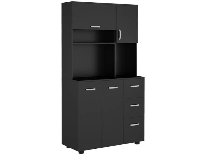 Armoire de cuisine multi-rangements 4 portes métal noir