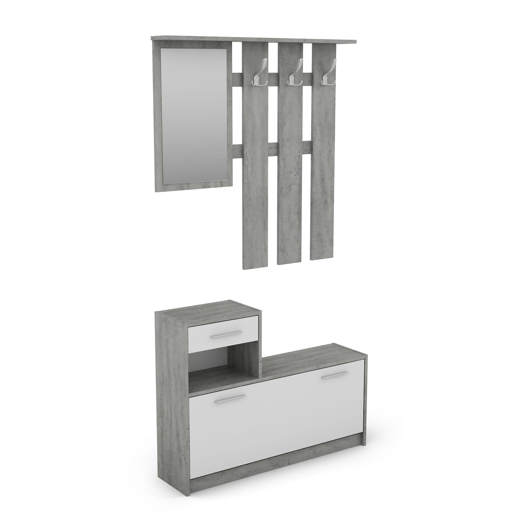 byLIVING Garderoben-Set TAMINA, Breite 97 cm, Light Atelier (Beton-Optik)/weiß