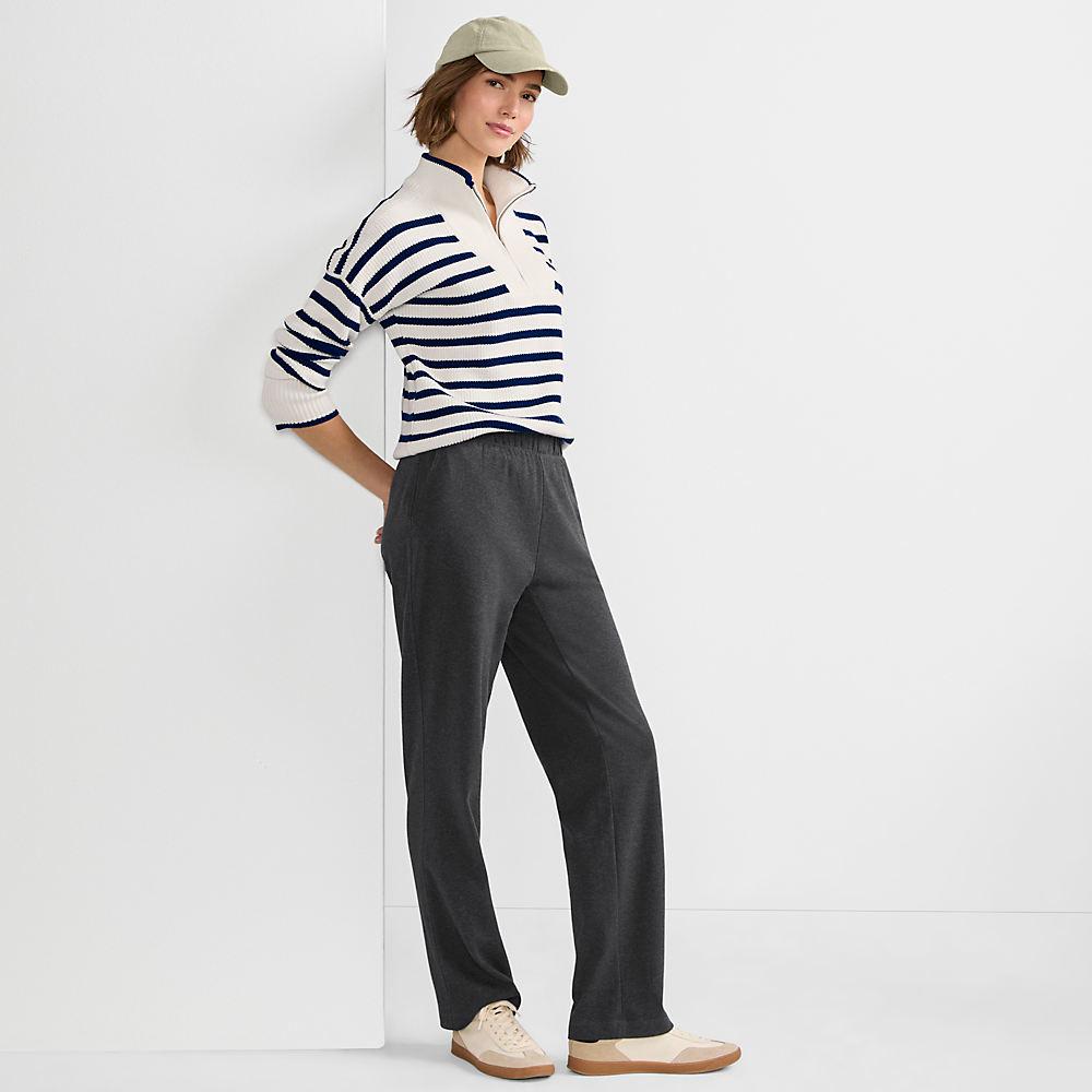 Straight Fit Freizeithose SPORT KNIT für Damen, Damen, size: regular, Schwarz, Baumwolle, by Lands' End