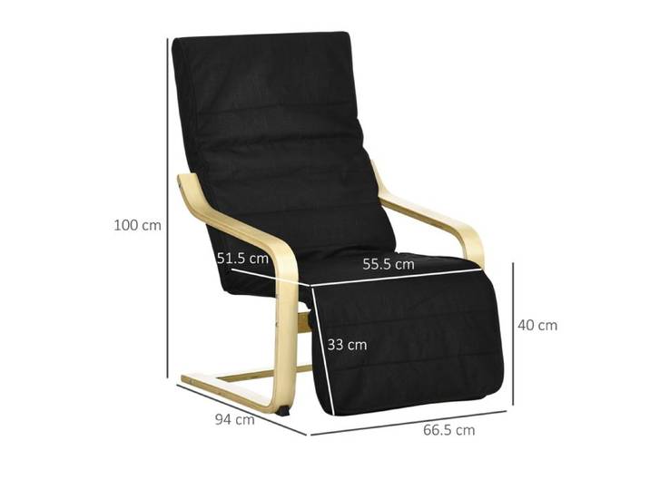 Fauteuil de relaxation Fauteuil oscillant avec pied réglable fauteuil de relaxation aspect lin chaise de salle à manger en bois