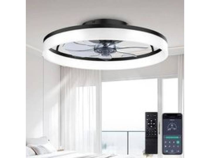 Ventilateur de Plafond Silencieux 48W 40CM Moderne Dimmable Plafonnier Ventilateur Invisible et Télécommande Ventilateur No AMPOULE