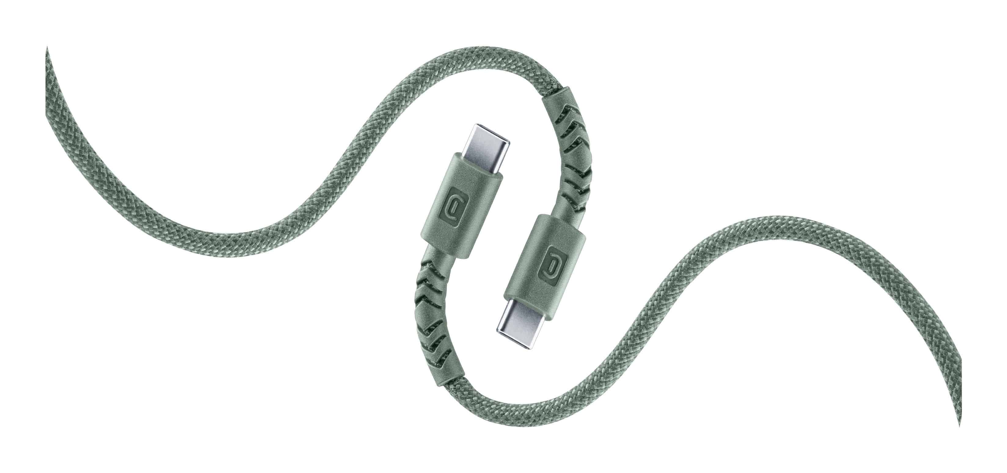 Cellular Line Flexi Braided Data Cable Stecker USB C auf USB C bis 100 W 1,5 m (Grün) 61619