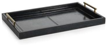 Zodax "Somerstown 22"" Long Blue Leather Bar Tray - 22"" x 14"" x 1.5"""