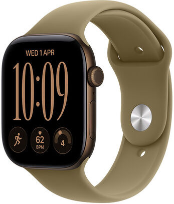 Apple Watch Series 12 GPS, cassa 46 mm in alluminio color bronzo scuro con cinturino Sport oliva - S/M