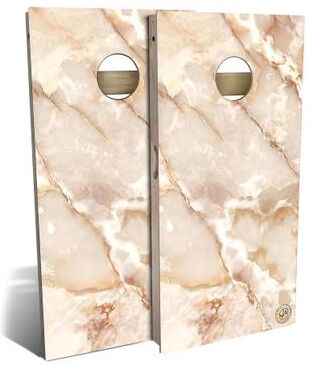Skip's Garage Brown Marble Outdoor Cornhole Board Set