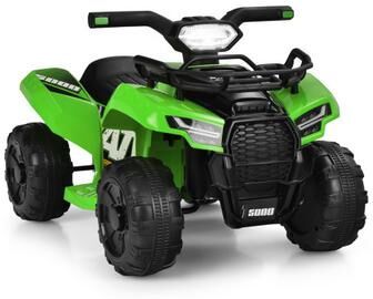 Costway 6V Kids ATV Quad Electric Ride On Car with LED Light and MP3-Green