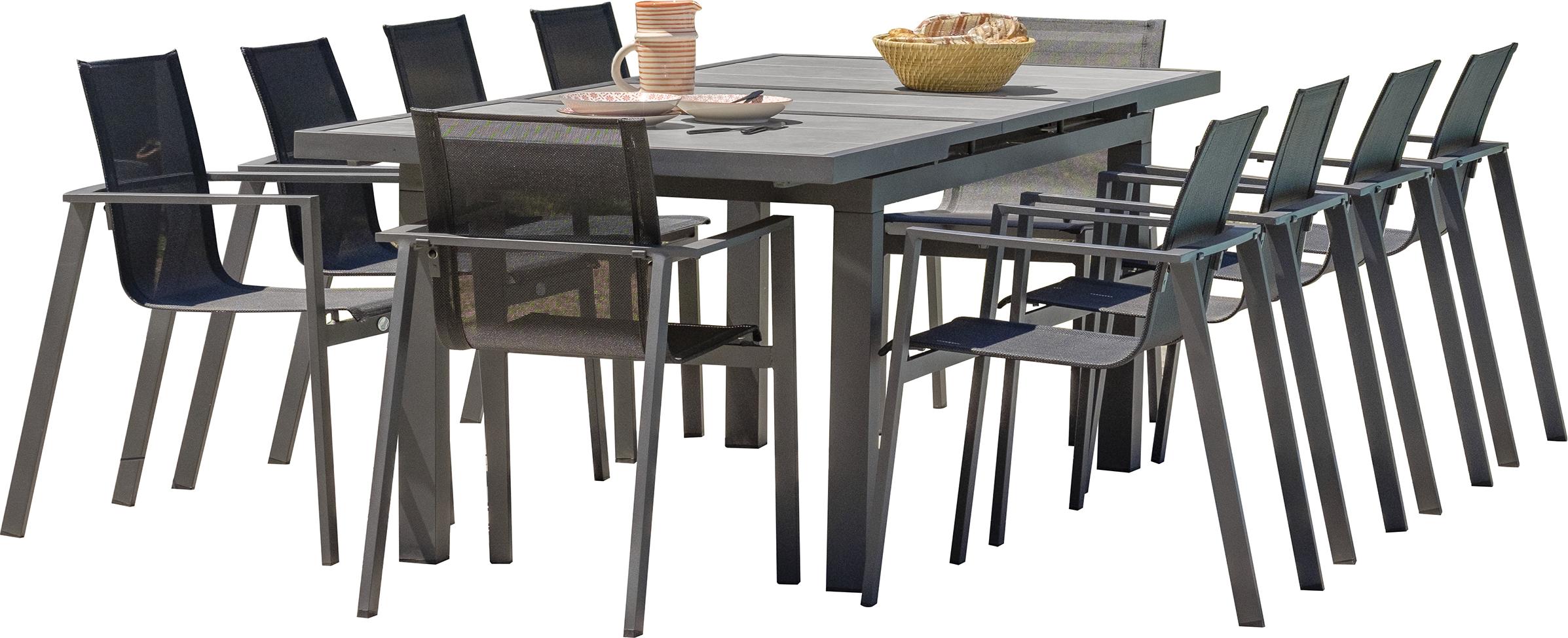 Garten-Essgruppe für 10 Personen ausem Aluminium