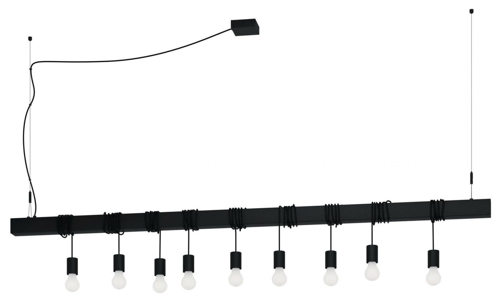 Eglo Townshend-B hanglamp zwart 9-lichts industrieel design