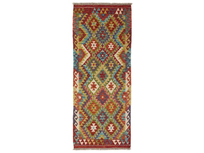 Kelim Afghan Teppich 80x201 Handgewebt Orientteppich Läufer Wolle