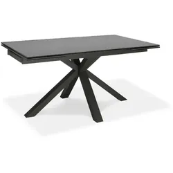 Sololed -  Ausziehbarer Tisch von 160 cm auf 240 cm, moderne Keramikplatte auf graphitgrauem gehärtetem Glas