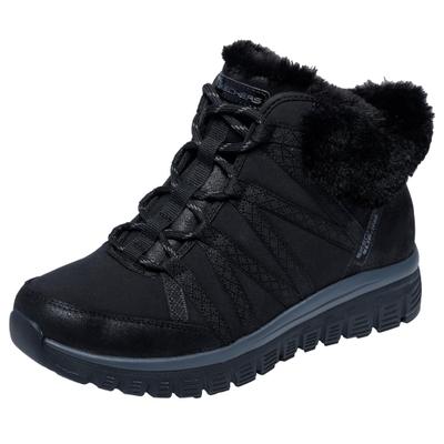 Winterstiefelette SKECHERS "GRACEFUL-COZY STROLLS", Damen, Gr. 37, Chenille, schwarz, Textil, Schuhe Winterstiefelette, Winterboots, Schnürboots mir Air-Cooled Memory Foam