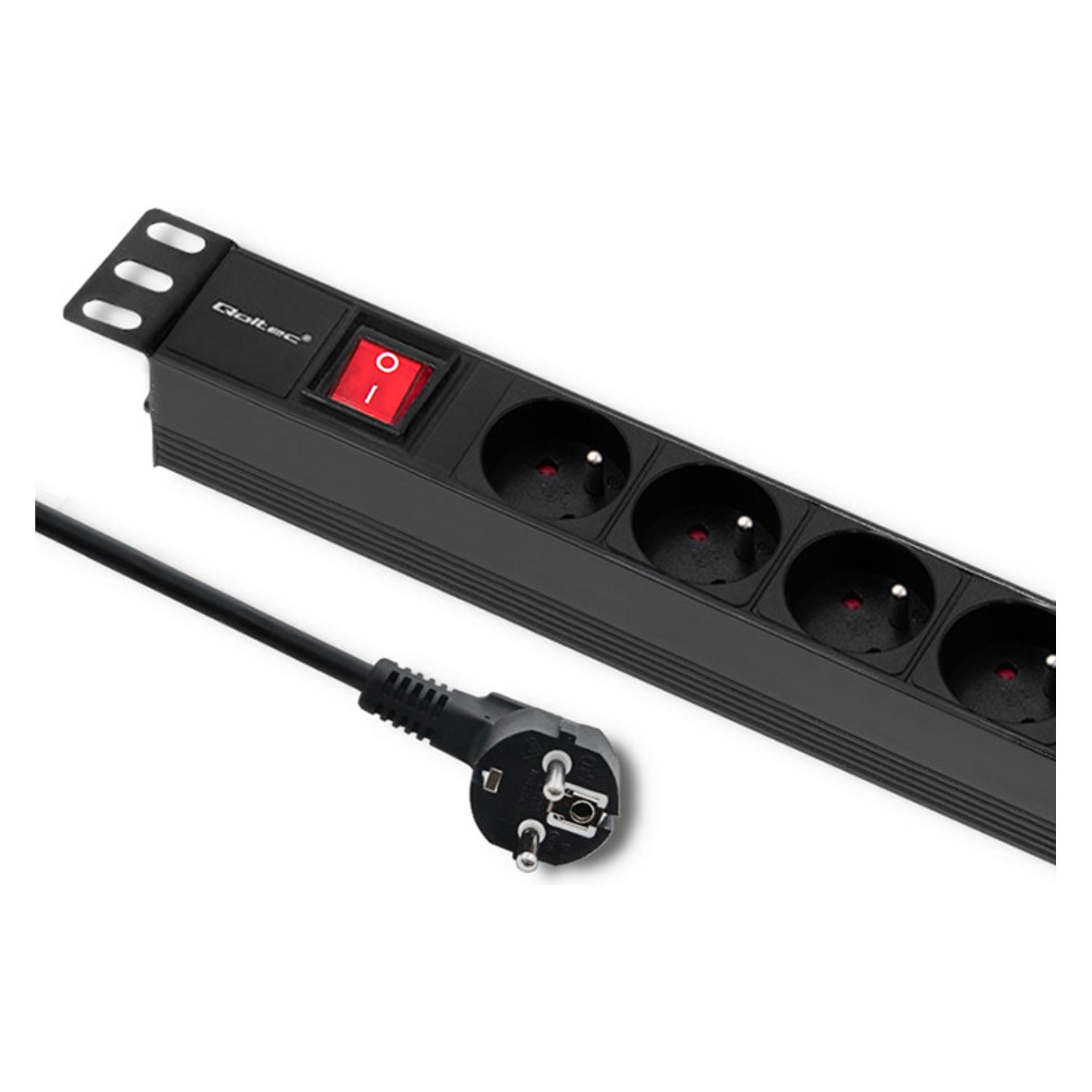 Qoltec 54470 Steckdosenleiste für RACK-Schränke 1U 16 PDU 6xFRENCH 2m (54470)