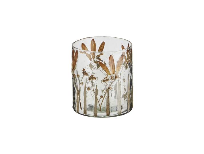 Photophore en verre transparent Leaves