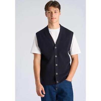 Strickweste LINDBERGH "Pullunder Relaxed Fit", Herren, Gr. S, navy, Obermaterial: 80% Baumwolle, 20% Polyester, V-Ausschnitt, Westen Strickweste