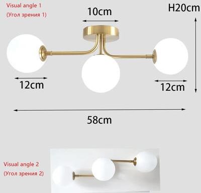 Uplifted Goods Modern Acrylic Ball Ceiling Light Fixture For Bedroom Corridor And Home Decor gold Triple Lamp neutral Light