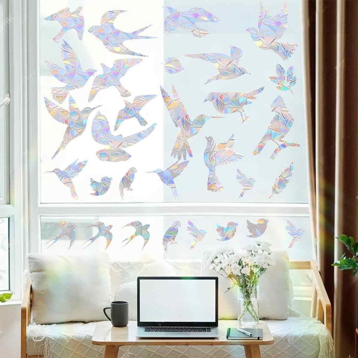 3 vellen regenboog vogels anti-bots raamstickers voor statische bescherming en vogelveiligheid