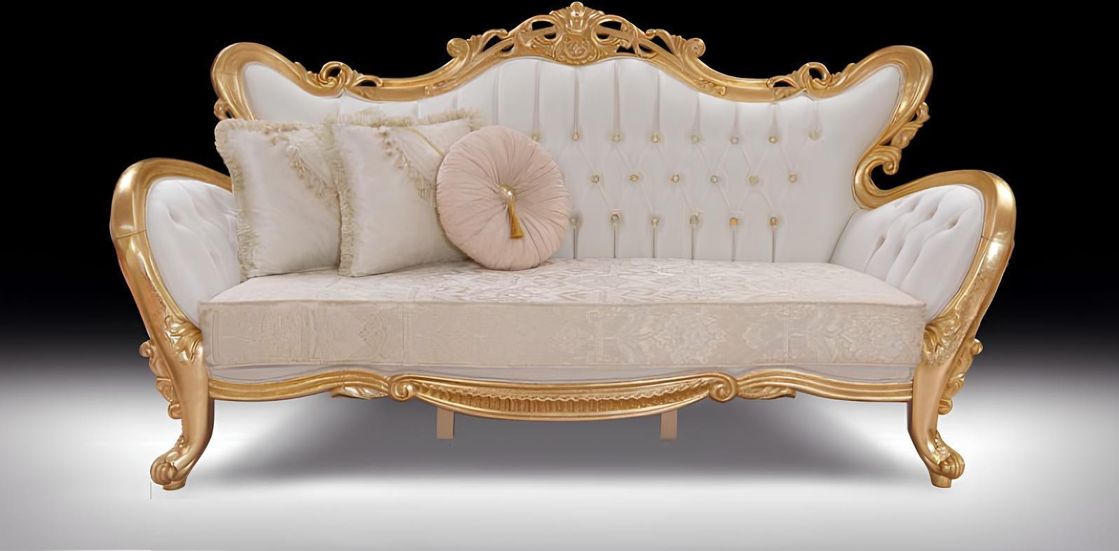 Chesterfield Design Luxus Polster Sofa Couch in Goud Textiel