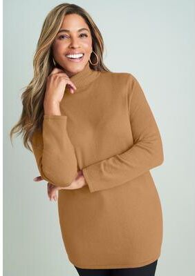 Plus Size Women's Carefree Cashmere Turtleneck by Jessica London in Brown Maple (Size 34/36) Sweater