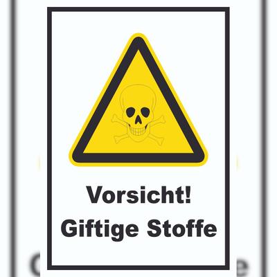 HB-Druck Vorsicht Giftige Stoffe Schild A3 Rückseite selbstklebend