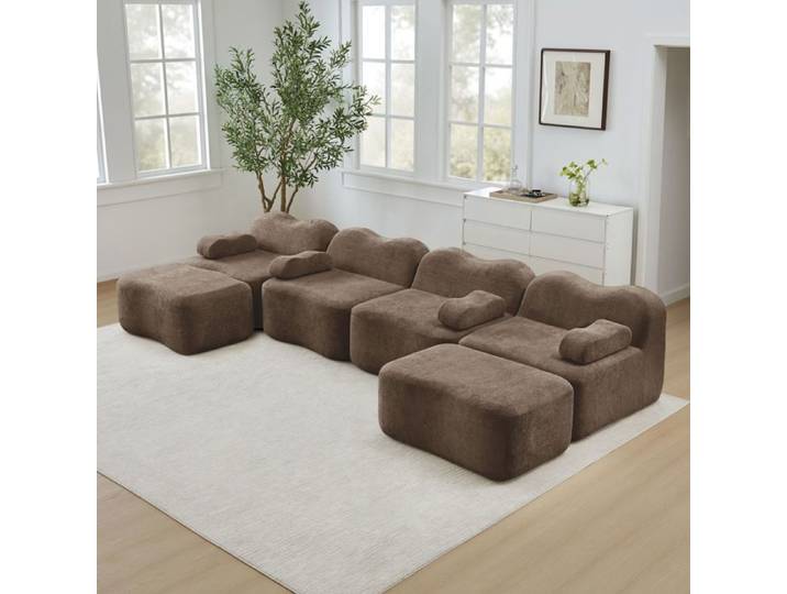 Canapé modulable - SOGEU - Canapé modulable forme en U - 4 places - 2 ottomans - Mousse 32D