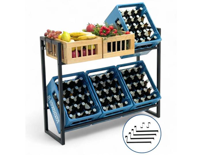 DanDiBo Getränkekistenregal 6 Kisten Schwarz Metall 100 cm, 100x82x32 cm, Küchen, Küchenmöbel