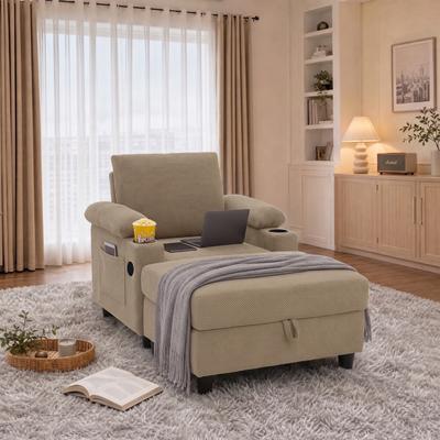 Dovelina Accent Chair and Storage Ottoman Set Versatile Single Chaise Lounge Convertible Sleeper