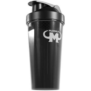 Mammut Protein-Shaker aus Kunststoff, schwarz, mit Klappdeckel, Mischsieb & ml-Skala, 600 ml