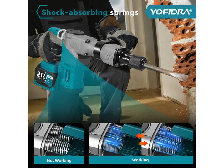 Perceuse à percussion électrique sans balais YOFIDRA 6000W, multi-visseuses, outil de perçage rotatif, compatible avec la batterie Makita