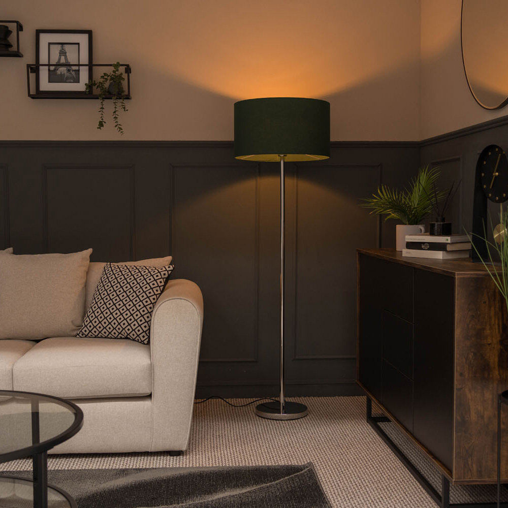17 Stories 129cm Torchiere Floor Lamp Green 129cm H X 19cm W X 33cm D