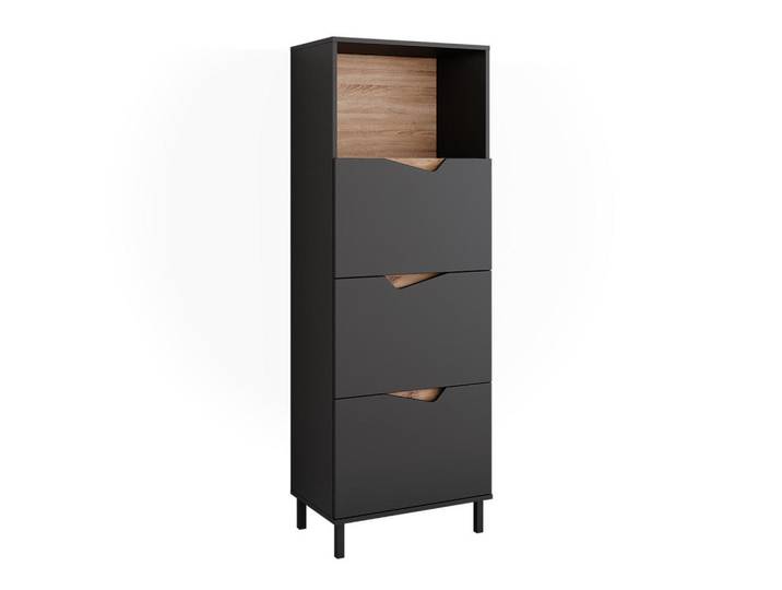 Vicco Kommode Marelle Anthrazit/Artisan 60 x 169.5 cm mit 4 Fächern, Anthrazit, Eiche Artisan, Rechteckig, 60x169.5x38 cm, Kleinmöbel, Kommoden, Kommoden