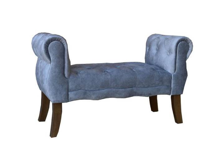 Banc repose-pieds - Velours - CHESTER - Gris - Vintage - Accoudoirs