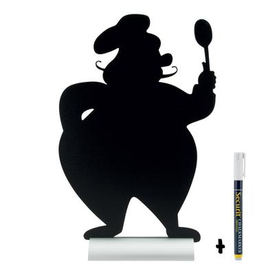 Securit® Tischtafeltafel - Silhouette Koch - Aluminium Sockel - Kreidestift inklusive