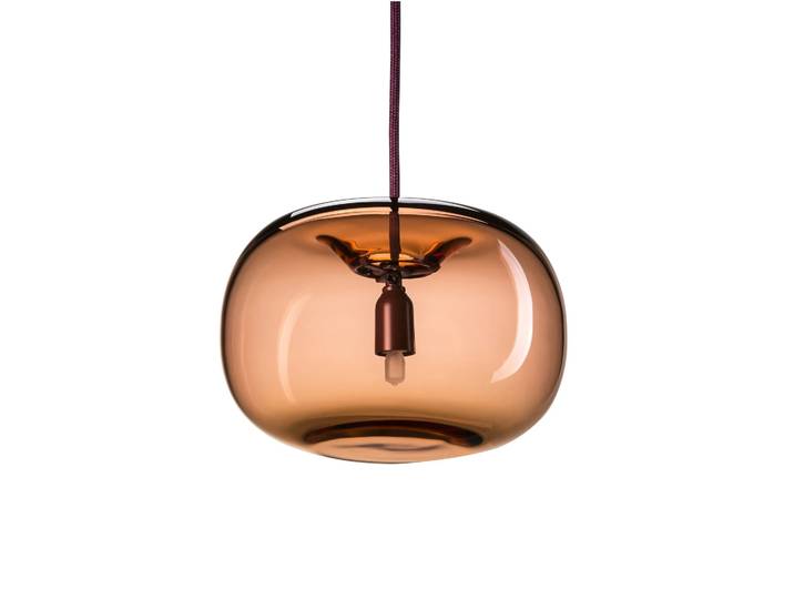 Örsjö Belysning Suspension allongée Pebble arrondie rouge oxyde-verre