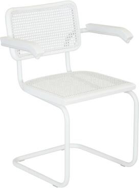 Furnish Theory Breuer Chair Company Marcel Breuer Cesca Cane Cantilever Armchair Arm Chair w/ White Steel Frame (Various Wood & Cane Colors)