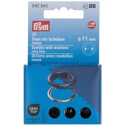 Prym Nähfrei-Ösen mit Scheiben, Größe: 11 mm Ø, Farbe: marine, Inhalt: 20 Stück