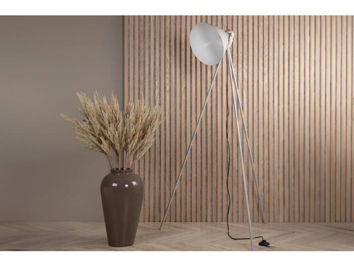 Stehlampe „Amsterdam“ – Dreifuß mit großem Schirm sorgt für ruhige Akzente - Beige - Luxusbetten24