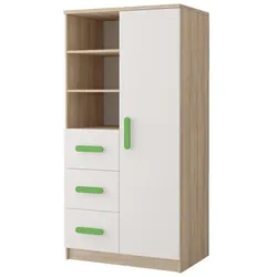 REGAL 80/159/40 cm Jonas III 3S1D 05 Sonoma/Weiß + grüne Griffe